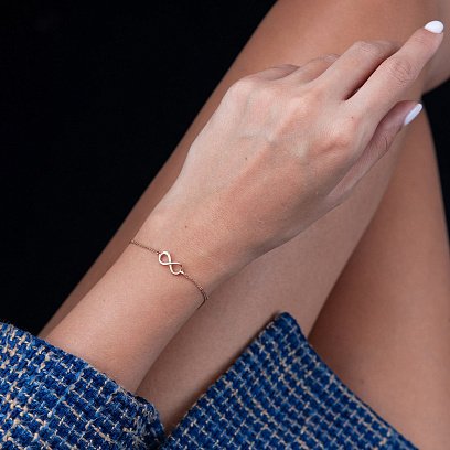 Золотой браслет "Бесконечность" с фианитом б04859 №2