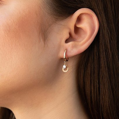 Золотые серьги "Капельки" с фианитами с08309 №4