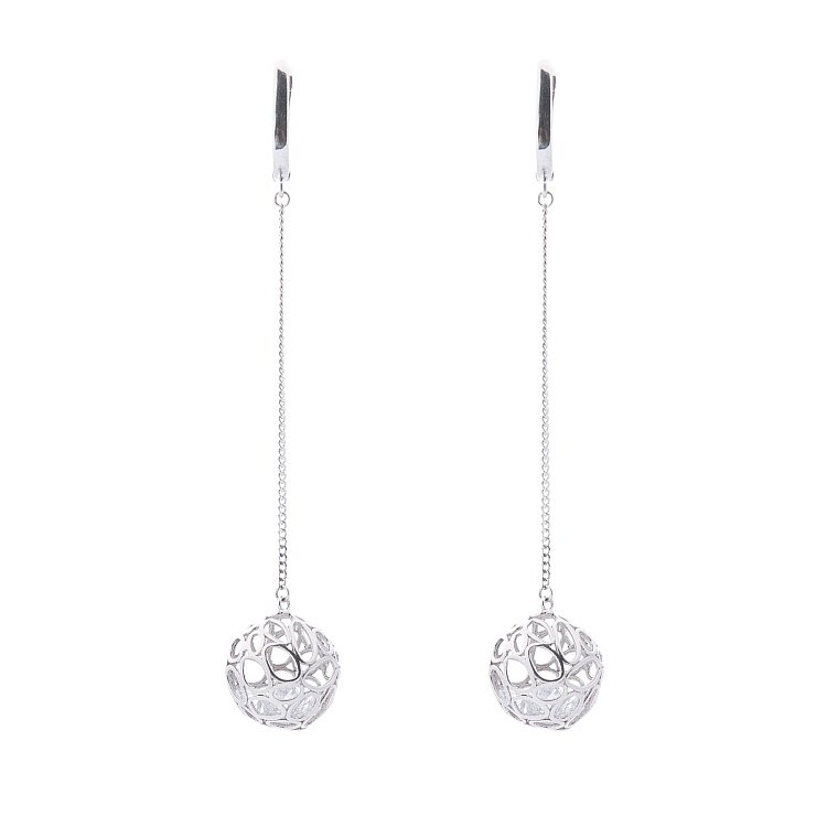 Срібні сережки "Кульки" з фіанітами 122257 від ювелірного магазину Онікс - 1