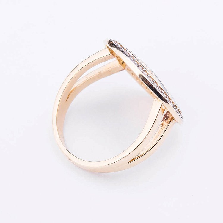 Эксклюзивное золотое кольцо с эмалью и фианитами к02783 - 1 Эксклюзивное золотое кольцо с эмалью и фианитами к02783 от ювелирного магазина Оникс - 1