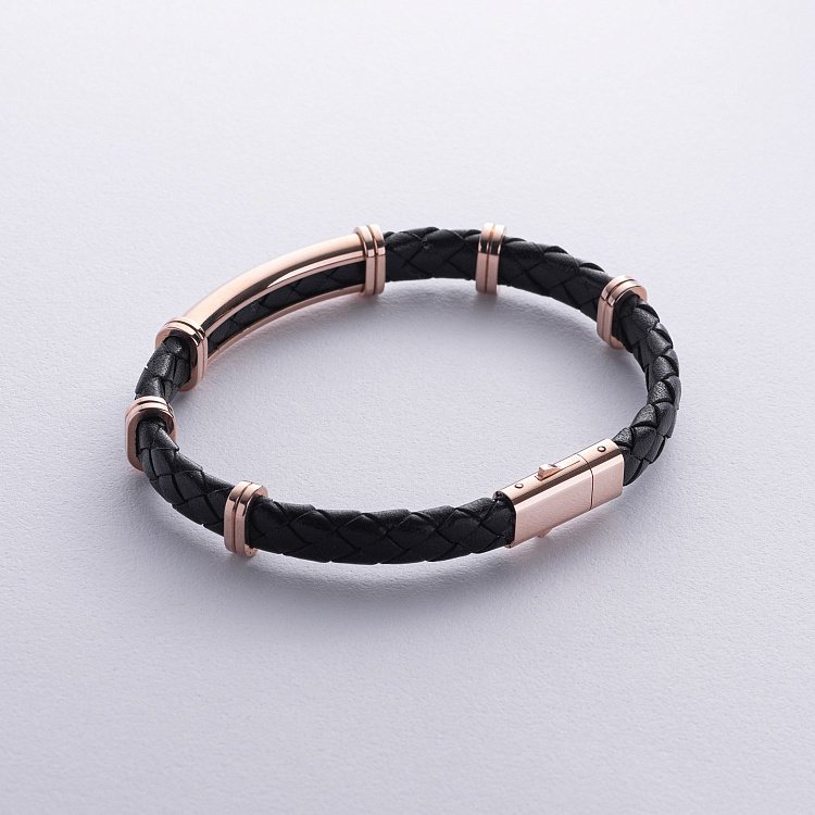 Чоловічий золотий браслет (шкіра) 519222400 від ювелірного магазину Онікс - 1