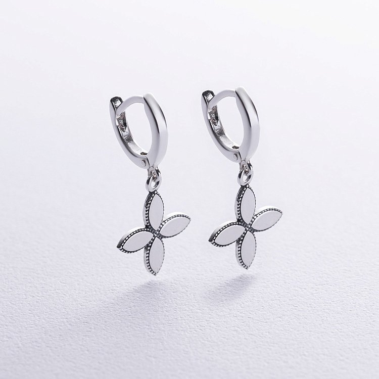 Срібні сережки "Конюшина" 122865 від ювелірного магазину Онікс