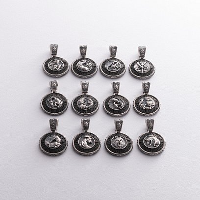 Срібний кулон "Знак зодіаку Близнюки" з ебеном 1041близнюки №6