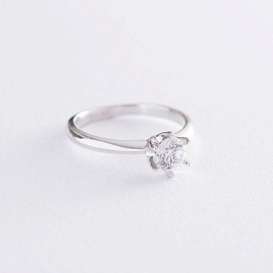 Помолвочное кольцо в белом золоте (куб. цирконий Swarovski) к06315 №3