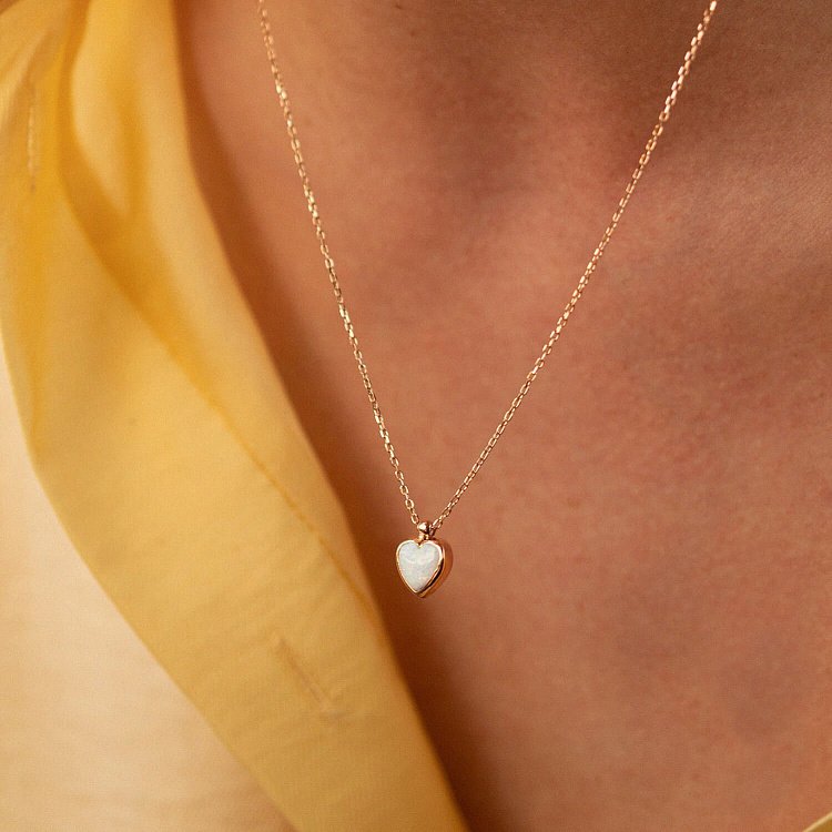 Колье "Сердечко" с синт. опалом (красное золото) кол02413 от ювелирного магазина Оникс - 3