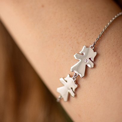 Срібний браслет "Дві дівчинки" (можливе гравіювання) 2083 №5