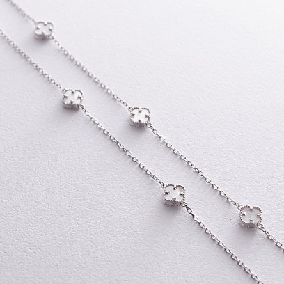 Колье "Клевер" с перламутром mini (белое золото) кол02428 №3