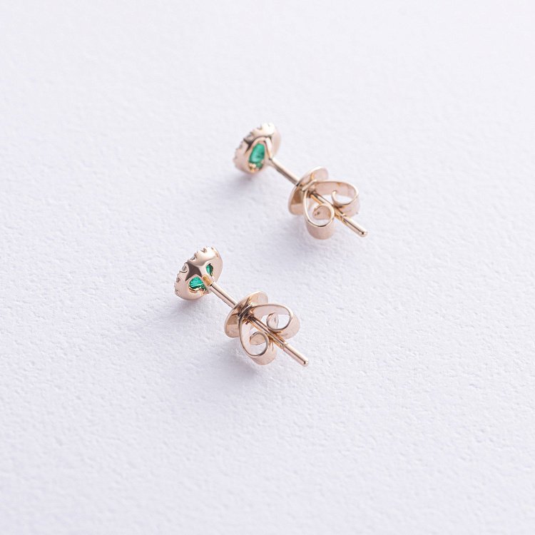 Золотые серьги - пусеты (бриллианты, изумруды) сб0529gm от ювелирного магазина Оникс - 5