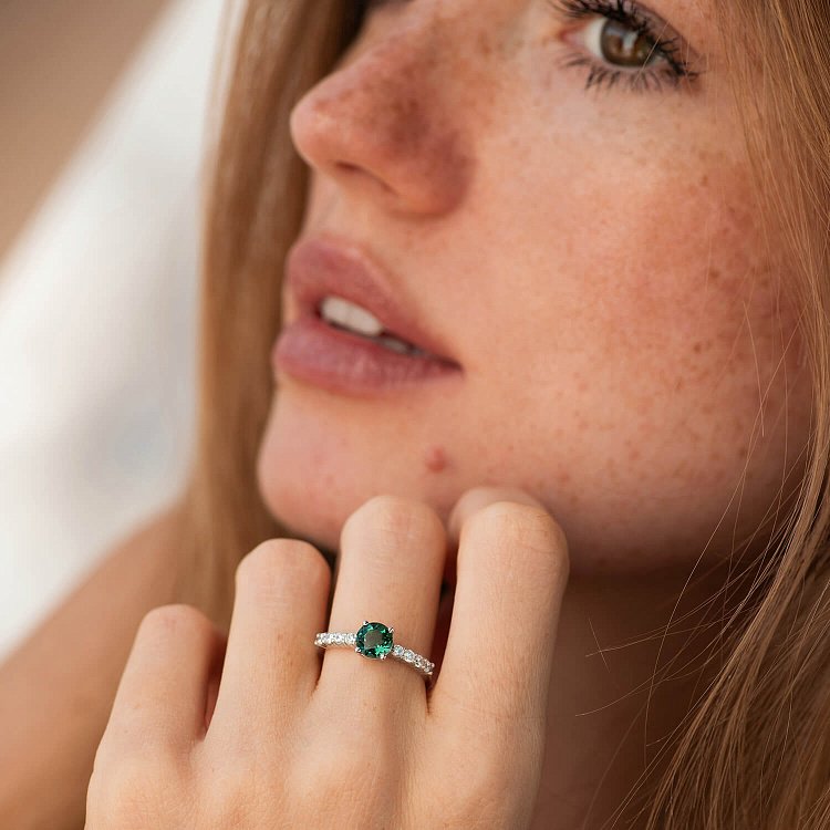 Серебряное кольцо с кварцом и фианитами 1846/1р-QGR от ювелирного магазина Оникс - 3