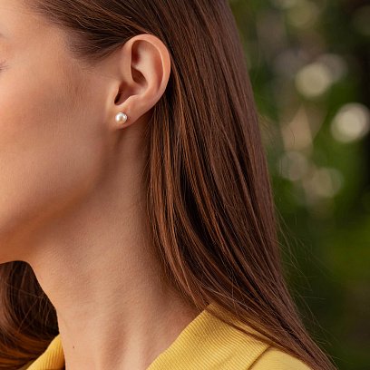 Сережки-пусети (культ. прісн. перли) 7 мм 121029 №2