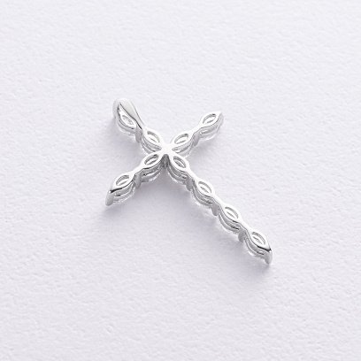 Крестик с бриллиантами (белое золото) пб0359lg №3