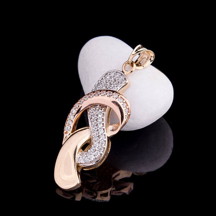 Золота підвіска з фіанітами п02210 від ювелірного магазину Онікс - 1