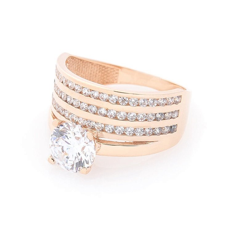 Золоте колечко з фіанітами к05356 від ювелірного магазину Онікс - 2