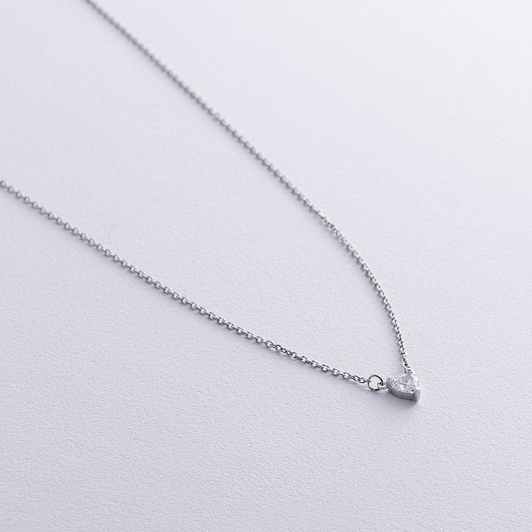 Серебряное колье "Сердечко" с фианитом 1121 от ювелирного магазина Оникс - 2