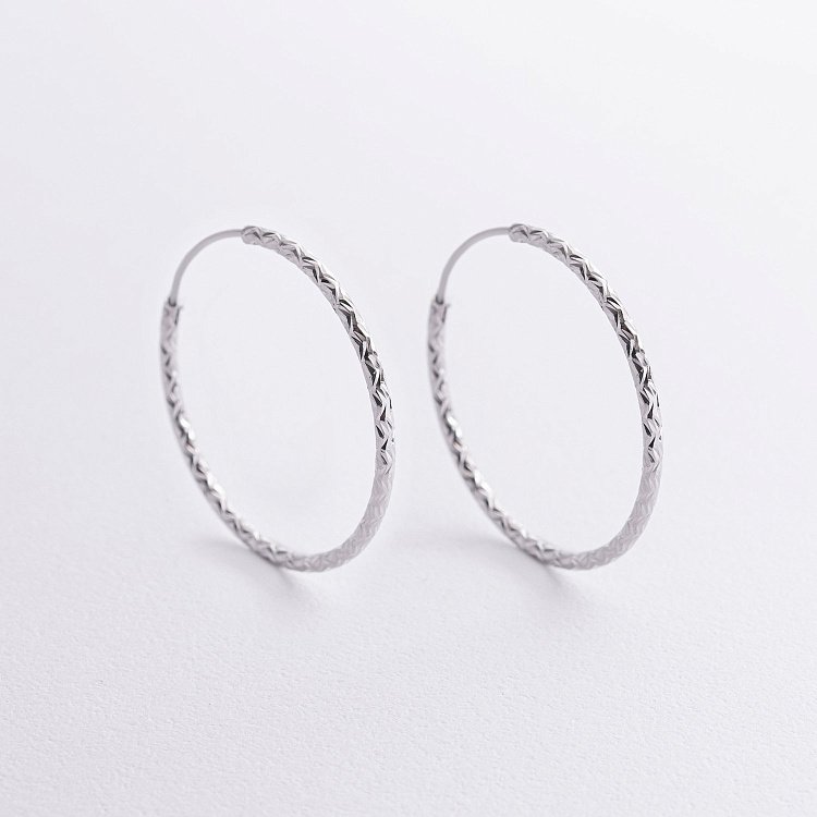 Сережки - кільця у сріблі (3.3 см) 123430 від ювелірного магазину Онікс - 1