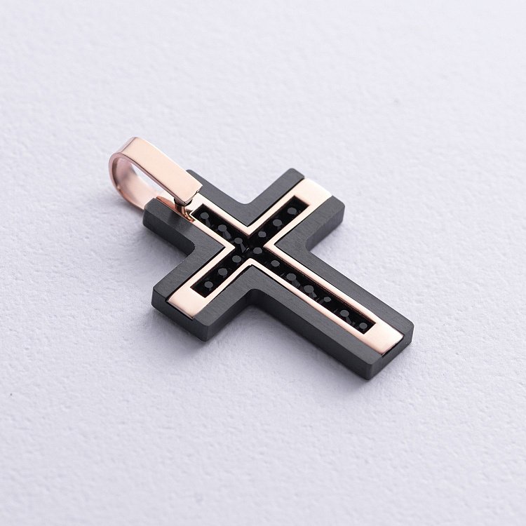 Хрест із червоного золота (циркон, фіаніти) 503-00005/1 від ювелірного магазину Онікс