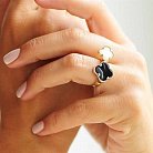 Золотое женское кольцо "Клевер" с перламутром к03283 от ювелирного магазина Оникс - 8