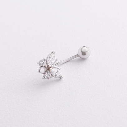 Серебряный пирсинг в пупок "Бабочка" 6020