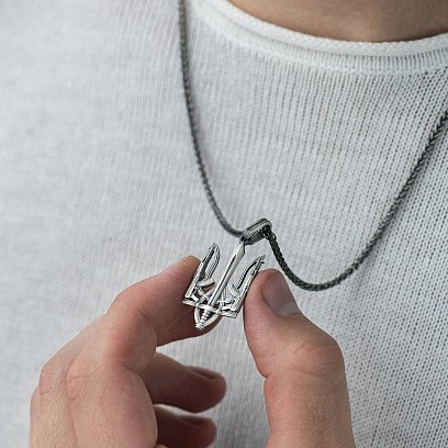 Подвеска "Герб Украины - Тризуб" в серебре 133150 №6