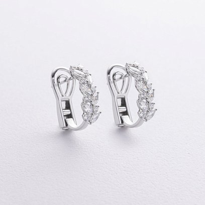 Золотые серьги "Колоски" с бриллиантами сб0594nl №3