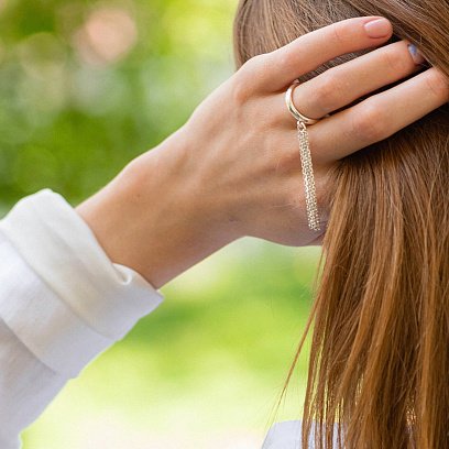 Серебряное кольцо с цепочками 112650 №15