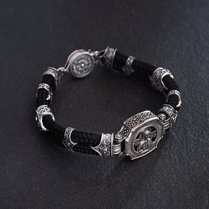 Серебряный браслет "Господь Вседержитель" (оникс) 427 №5