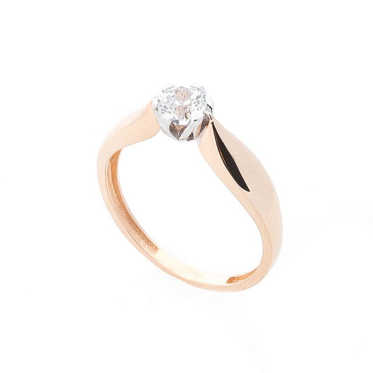 Золотое помолвочное кольцо с фианитом к05242 от ювелирного магазина Оникс