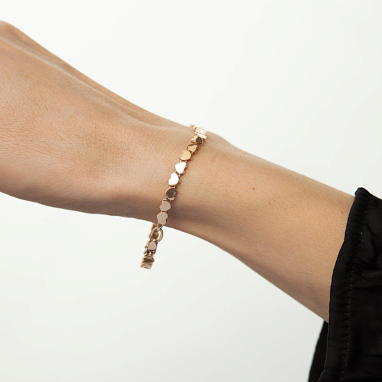 Браслет "Сердечки" у червоному золоті б05782 від ювелірного магазину Онікс - 6