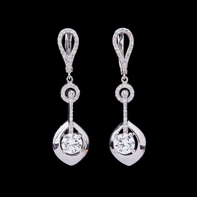 Золоті сережки з фіанітами с02277 від ювелірного магазину Онікс - 2