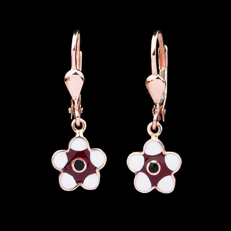 Золоті дитячі сережки "Квіточки" (емаль) с01937 від ювелірного магазину Онікс - 2