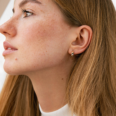 Сережки - кільця "Love" в червоному золоті с08180 №7