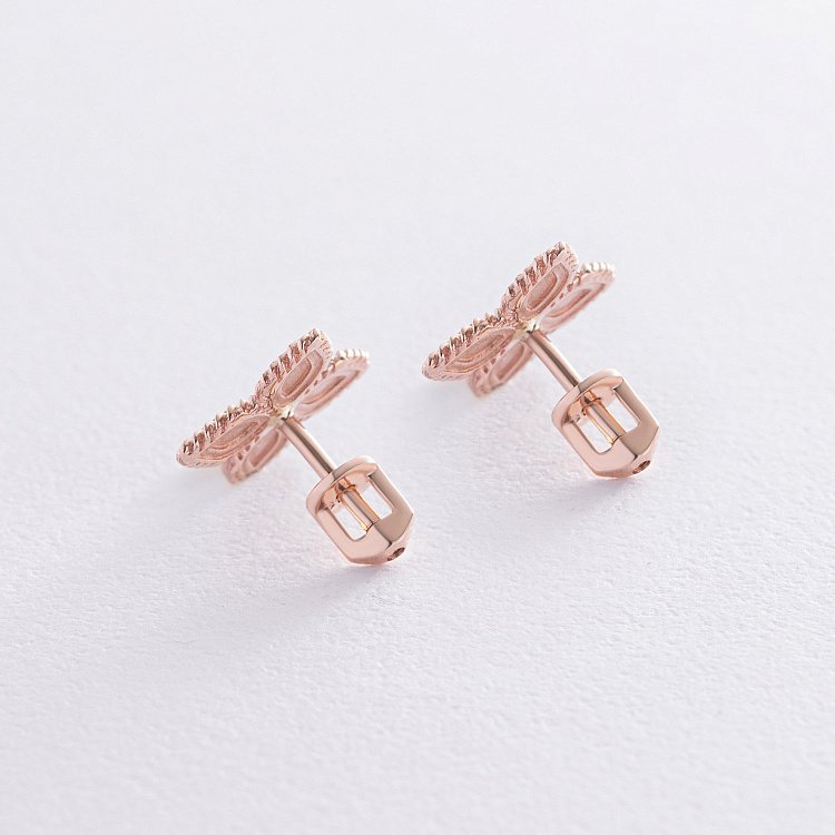 Золотые серьги - пусеты "Клевер" с08739 от ювелирного магазина Оникс - 2