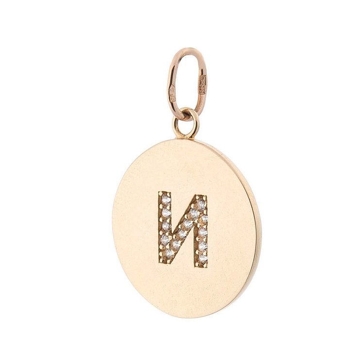 Золотая подвеска с буквой "И" (фианиты) п01546и от ювелирного магазина Оникс