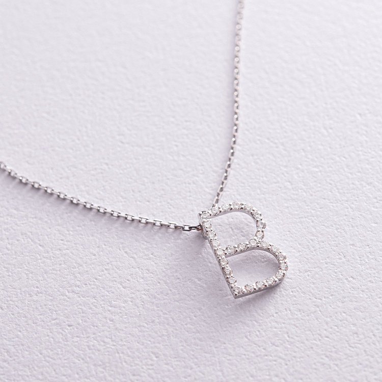 Золоте кольє з літерою "В" з діамантами 133571121 від ювелірного магазину Онікс - 3