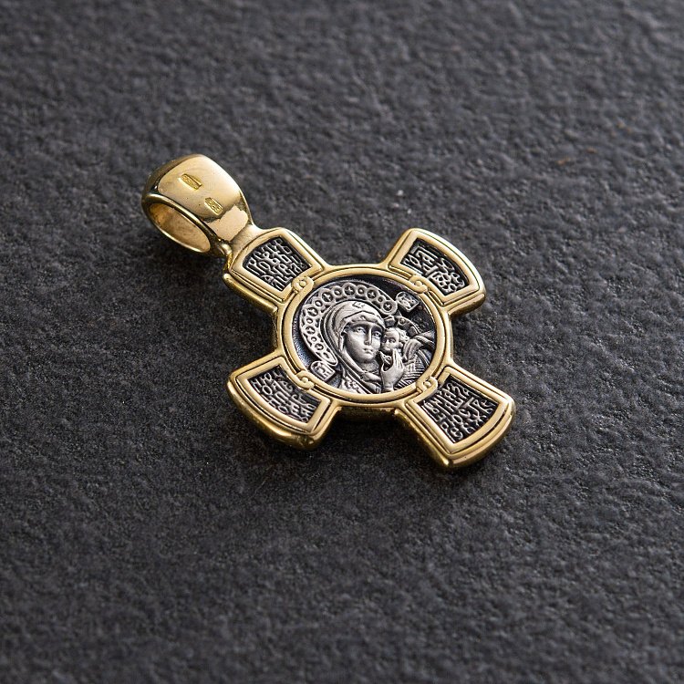 Срібний хрест з позолотою. '' Спас. Касперовська ікона Божої Матері '' 132444 від ювелірного магазину Онікс - 2