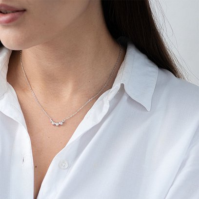 Серебряное колье "Сердечки" (фианиты) 181014 №3