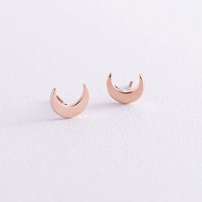 Сережки - пусети "Місяць" у червоному золоті с06963 №5