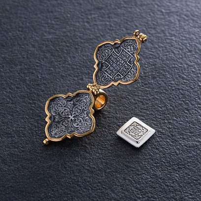 Серебряный мощевик с позолотой 132355 №5