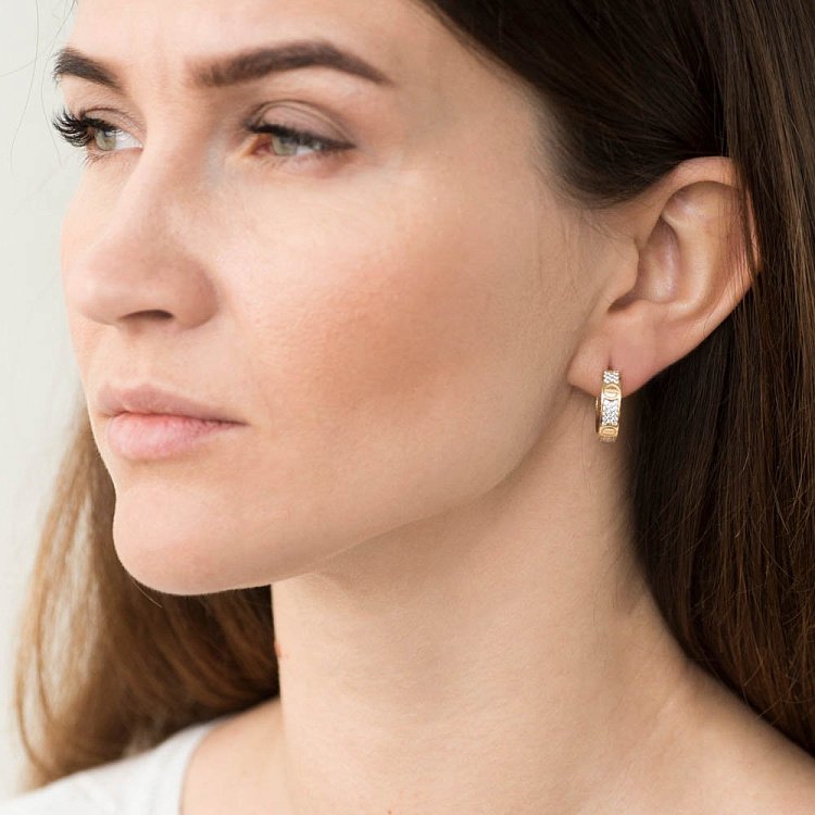 Золотые серьги-кольца (фианит) с05393 от ювелирного магазина Оникс - 4