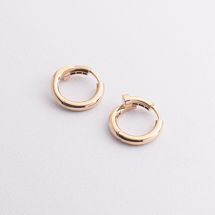 Сережки - кільця "Цвях" у жовтому золоті с09576 від ювелірного магазину Онікс - 2