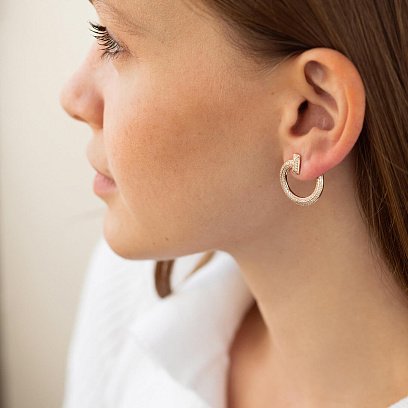 Серьги - пусеты "Evelyn" в желтом золоте (фианиты) с08668 №5