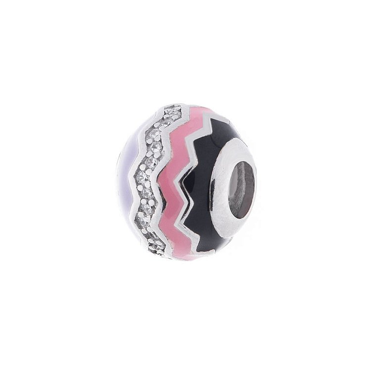 Срібний шарм (емаль, фіаніти) 132530 від ювелірного магазину Онікс