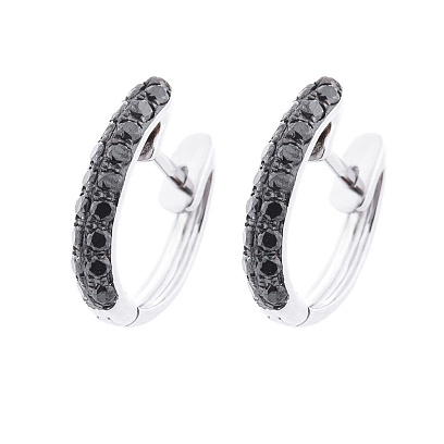 Золоті сережки з чорними діамантами сб0252sth