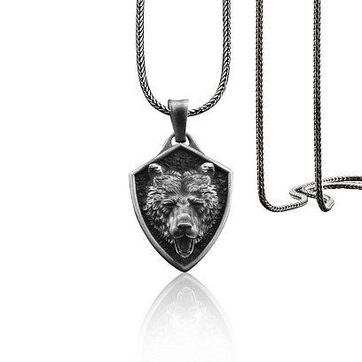 Серебряный кулон "Скандинавский Медведь Гризли" 133194 №4