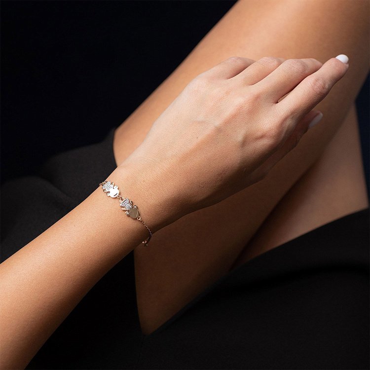 Золотий браслет "Дві дівчинки" (фіаніт) б04821 від ювелірного магазину Онікс - 3