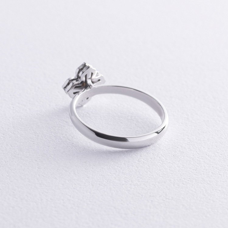 Золота каблучка "Конюшина" з діамантом 235301121 від ювелірного магазину Онікс - 4