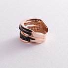 Золотое кольцо (черные фианиты) к06206 от ювелирного магазина Оникс - 3