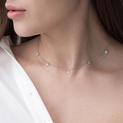 Золоте кольє "Конюшина" з діамантами колб0041lg №4