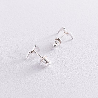 Сережки - пусети "Гори" в сріблі 122916 №4