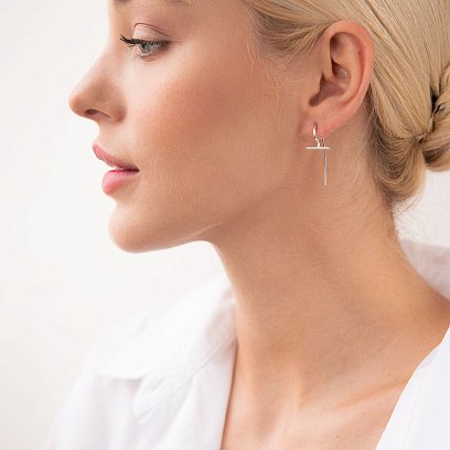 Срібні сережки "Беннет" 122996 №2